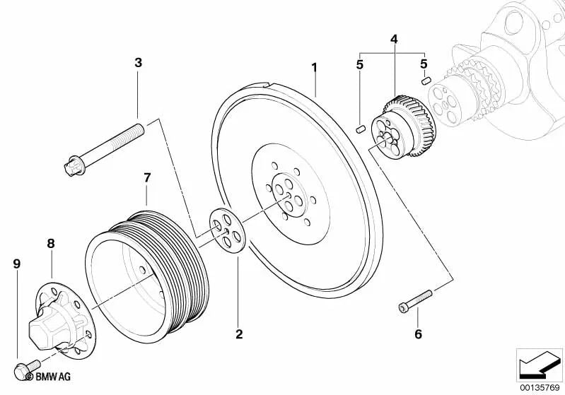 Engranaje para BMW Serie 5 E60, E61N, Serie 6 E63, E64 (OEM 11217838017). Original BMW