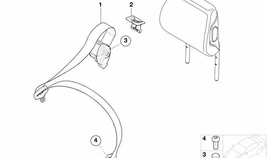 Embellecedor para salida de cinturón para BMW Serie 3 E46 (OEM 52208267036). Original BMW