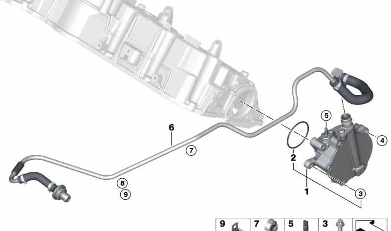 Pompa del vuoto OEM 11668605976 per BMW F07, F10, F11, F06, F12, F13, F01, F02, F04, E70, F15, F85, E71, E72, F16, F86. BMW originale.