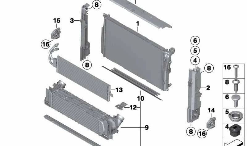 Refrigerador de refrigerante para BMW F30, F32, F36 (OEM 17117600535). Original BMW