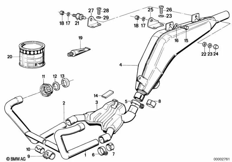 Endschalldämpfer für BMW E46, E30, F80 (OEM 18121338809). Original BMW