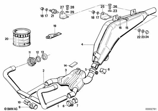 Rear silencer for BMW E46, E30, F80 (OEM 18121338809). Genuine BMW