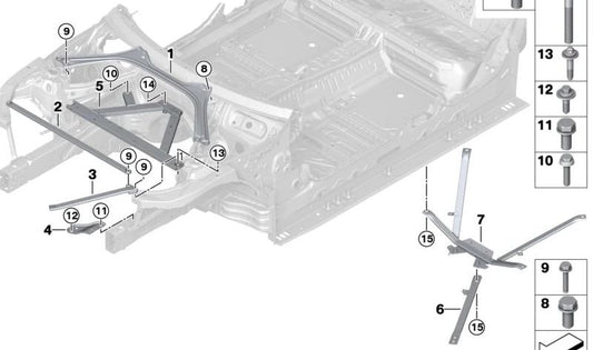 Left Engine Mount Reinforcement for BMW 4 Series G26E, G26F (OEM 51619478019). Original BMW