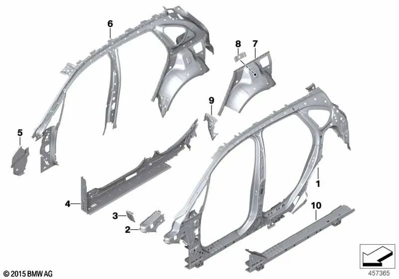 Radhaus hinten links äußere Hälfte für BMW F46, F46N (OEM 41007436189). Original BMW