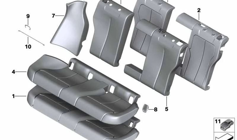 Funda de respaldo de asiento en cuero (izquierda) OEM 52207369314 para BMW Serie 4 Gran Coupé F36. Original BMW.