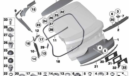 Embellient Printing rear OEM 51497343208 for BMW F07. Original BMW.