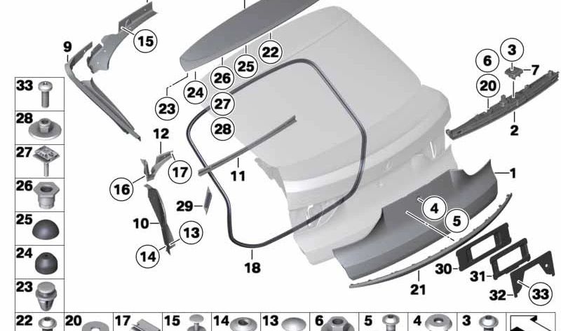 Tapa embellecedora OEM 51497149446 para canaleta de agua derecha BMW F07 (Serie 5 GT). Original BMW.