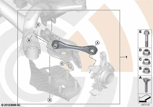 Right guide link repair kit for BMW F20, F21, F22, F23, F30, F31, F34, F35, F32, F33, F36 (OEM 33322466807). Original BMW.