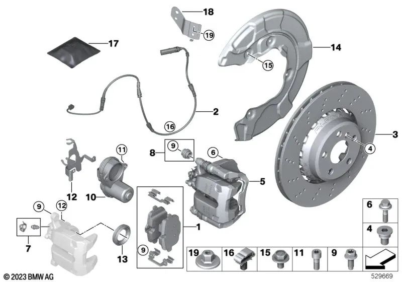 Kit de reparación para la guía del cable izquierda para BMW Serie 2 G42, Serie 3 G20, G20N, G21, G21N, G28, G28N, Serie 4 G22, G23, G26, Z4 G29 (OEM 34206894089). Original BMW.