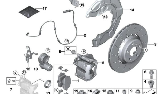 Protector de freno trasero derecho OEM 34206871342 para BMW G42, G20, G21, G22, G23, G26, G29. Original BMW.