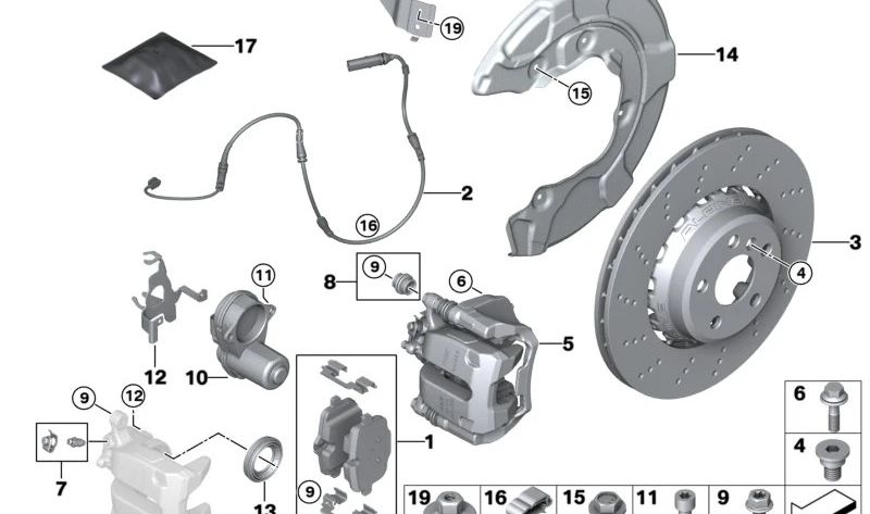 Sensor de desgaste de pastillas de freno traseras OEM 34356870354 para BMW G42, G20, G21, G28, G22, G23, G26, G29. Original BMW.