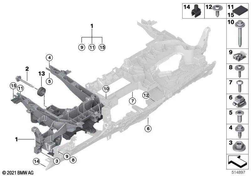 Soporte del tablero de instrumentos para BMW I20 (OEM 51459460568). Original BMW