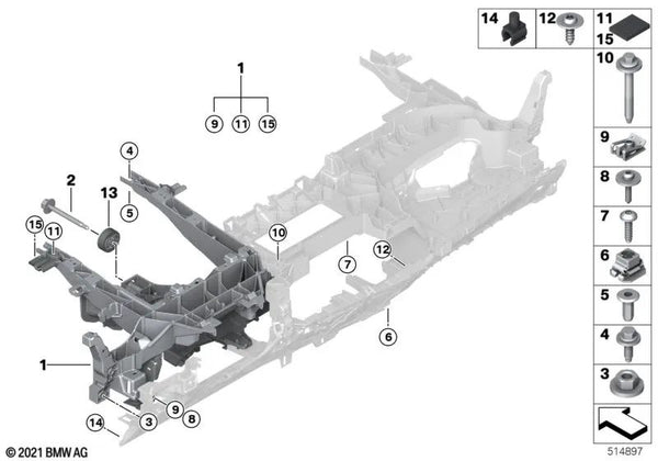 Soporte del tablero de instrumentos para BMW I20 (OEM 51459460568). Original BMW