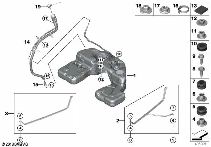 Plastic fuel tank for BMW X5 G05, G05N, X6 G06, G06N, X7 G07, G07N (OEM 16119426339). Genuine BMW