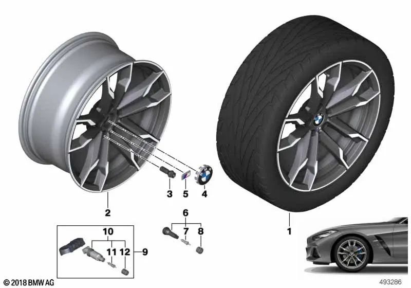 Jet Black Uni Alloy Wheel for BMW Z4 G29 (OEM 36115A7F378). Original BMW