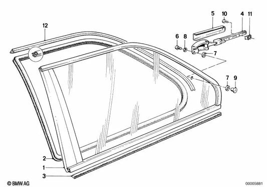 Ventanilla abatible clara izquierda para BMW Serie 3 E30 (OEM 51361924981). Original BMW