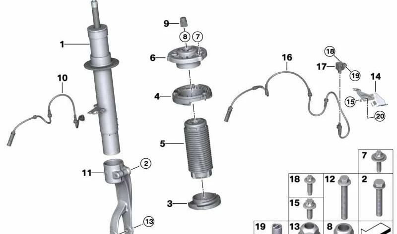 Stoßdämpfer vorne links für BMW X5 G05N, X6 G06N (OEM 37105A45211). Original BMW