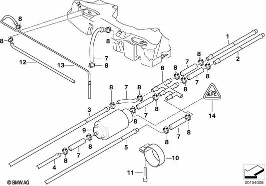 Conducción de combustible delantera para BMW Serie 5 E39 (OEM 16126751991). Original BMW.