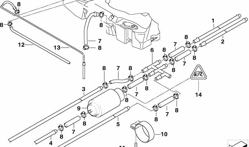 Conducción de combustible delantera para BMW E39 (OEM 16121184774). Original BMW