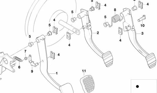 Bremspedal-Torsionsfeder für BMW E39, E38 (OEM 35211165130). Original BMW.