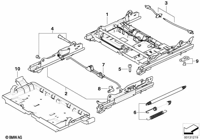 Sitzschiene exterior derecha para BMW Serie 5 E60, E60N, E61, E61N (OEM 52107120192). Original BMW