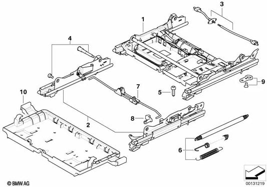 Sitzschiene exterior derecha para BMW Serie 5 E60, E60N, E61, E61N (OEM 52107120192). Original BMW