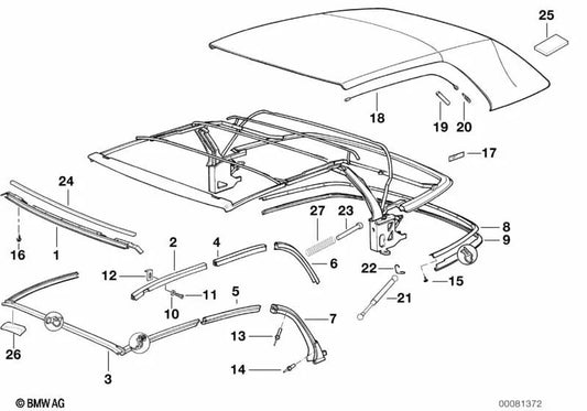 Riel trasero derecho para BMW Serie 3 E36 (OEM 54318135294). Original BMW