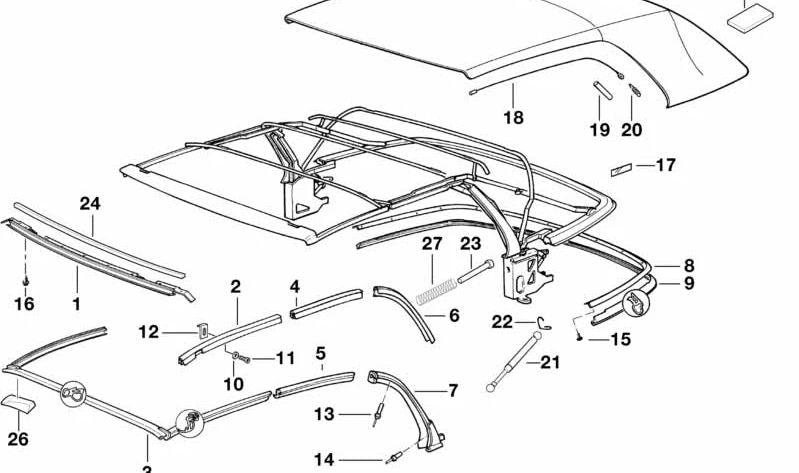 Resorte para BMW Serie 3 E30, E36, E46 (OEM 54311932747). Original BMW.