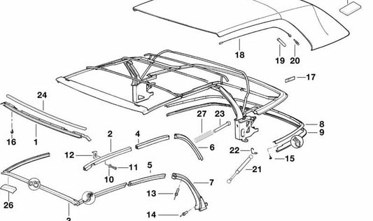 Riel central izquierdo para BMW Serie 3 E36 (OEM 54318135253). Original BMW