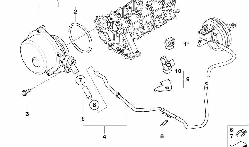 Bomba de vacío OEM 11667791232 para BMW E87, E90, E91, E92, E93, E60, E61, E63, E64, E65, E66, E83, E70, E71. Original BMW.