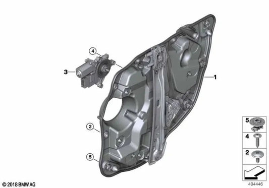 Motor del elevalunas trasero izquierdo para BMW Serie 3 G20, G20N, G21, G21N, G28, G28N, G80, G81 (OEM 51358495867). Original BMW