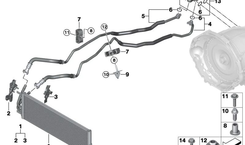 Separador para BMW Serie 1 F20, F21, Serie 2 F22, F23, Serie 3 F30, F31, Serie 4 F32, F33, Serie 5 F07, F10, Serie 6 F06, F12, Serie 7 F01, X3 F97, X4 F98, X5 E70, X6 E72, X7 G07, XM G09 (OEM 17227579121). Original BMW