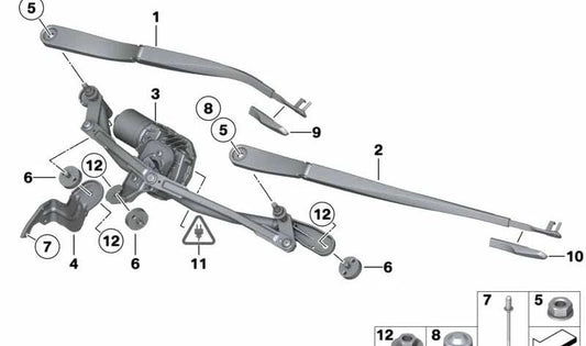 Brazo limpiaparabrisas lado copiloto OEM 61617182593 para BMW F01, F02. Original BMW