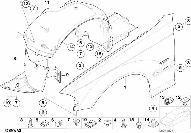 Linke Abdeckung für BMW E46 3er (OEM 51718265467). Original BMW.