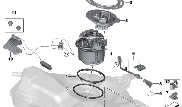 Anillo de soporte OEM 16117303939 para BMW F45, F30, G20, G21, F18, G30, G31, G38, G60, G61, G90, G11, G12, G70, F48, F49, F39, G01, G05, G09, I01, I12, I15, F60. Original BMW.