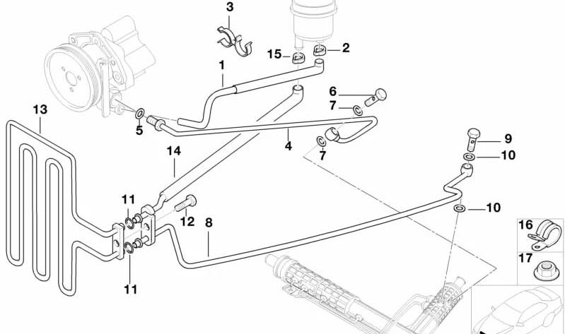 Druckschlauch für BMW Serie 5 E39 (OEM 32411096731). Original BMW