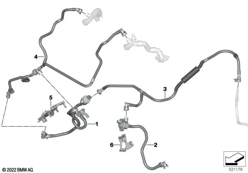 Válvula de ventilación del tanque con línea para BMW Serie 7 G70, X5 F95N, G05N, X6 F96N, G06N, X7 G07N, XM G09 (OEM 13909845474). Original BMW