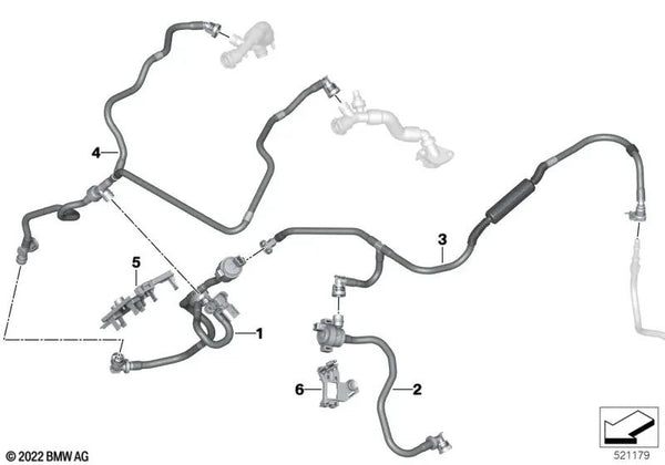 Válvula de ventilación del tanque con conducto para BMW serie 7 G70, X5 F95N, G05N, X6 F96N, G06N, X7 G07N, XM G09 (OEM 13905A30BB9). Original BMW.