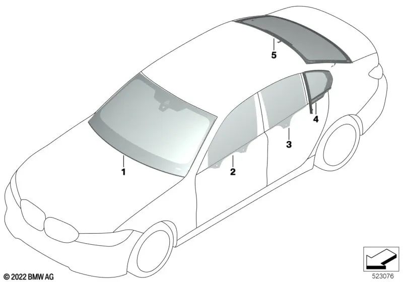 Luneta trasera verde para BMW Serie 3 G20, G28, G80 (OEM 51317427878). Original BMW