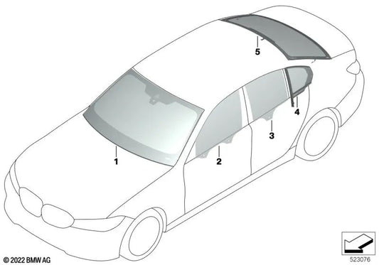 Luneta trasera verde para BMW Serie 3 G20, G28, G80 (OEM 51317427878). Original BMW