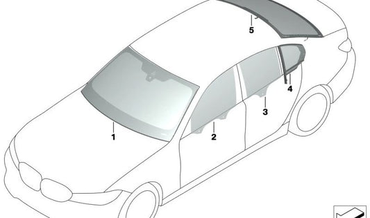 Green rear window for BMW G20, G80 (OEM 51317427879). Genuine BMW