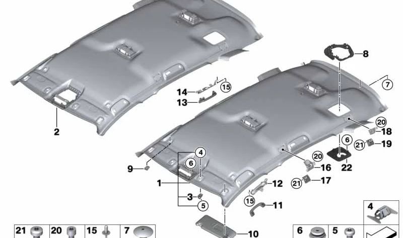 Visera parasol derecha con etiqueta OEM 51447401374 para BMW F46 (Serie 2 Gran Tourer) y BMW F48 (X1). Original BMW.