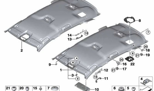 Parasol derecho sin etiqueta OEM 51447402854 para BMW Serie 2 Active Tourer (F46). Original BMW.