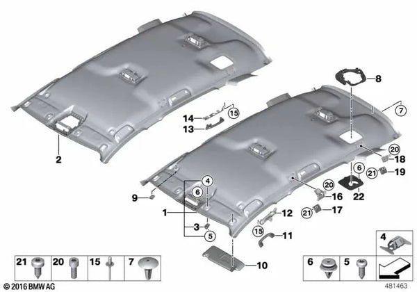 Visera solar sin etiqueta izquierda para BMW Serie 2 F46, F46N, X1 F48 (OEM 51447402853). Original BMW.