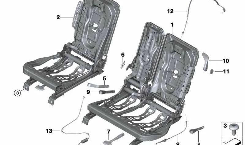 Cable Bowden Easy Entry para BMW F46 (OEM 52207444829). Original BMW.