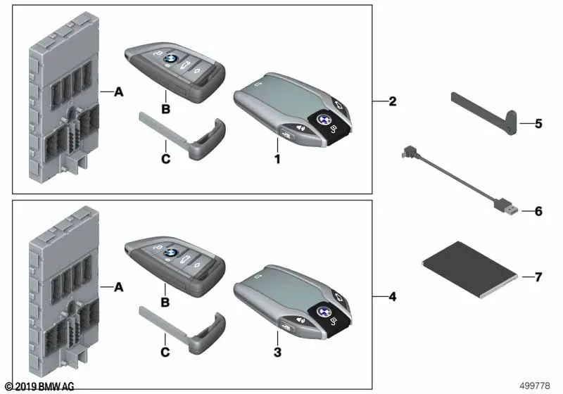 BMW Display Key for BMW 7 Series G11N, G12N (OEM 66129877474). Genuine BMW