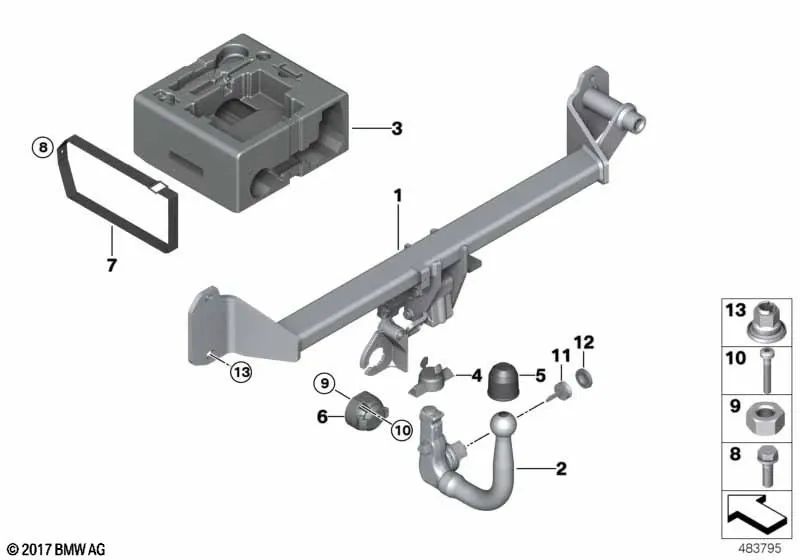 Travesaño Preparación Portaobjetos Trasero para BMW F48, F48N (OEM 71606868625). Original BMW