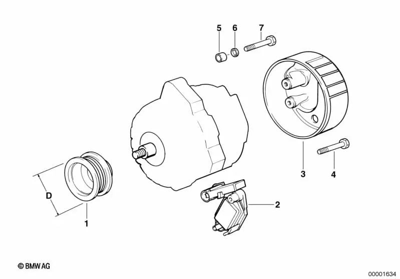 Tapa cubierta generador para BMW E46, E60, E60N, E61, E61N, E65, E66, E83, E83N (OEM 12317788820). Original BMW.