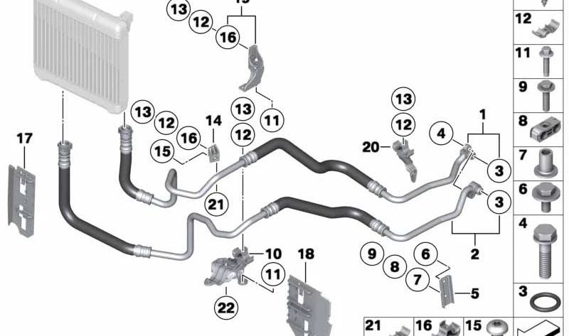 Tubería de alimentación de refrigeración de aceite OEM 17227589515 para BMW F07, F10, F11, F06, F12, F13, F01, F02. Original BMW