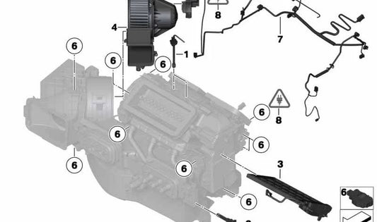 Cableado unidad de climatización delantero OEM 64119291180 para BMW F15, F85, F16, F86. Original BMW.